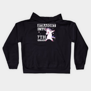 Straight Outta 7th Grade Unicorn Back To School Gift Kids Hoodie